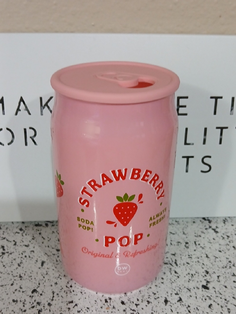 DW Home Strawberry Pop Pink Ceramic Tumbler with Soda Lid